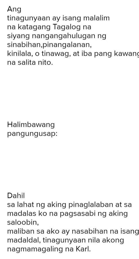 Kahulugan ng tinagunyaan .